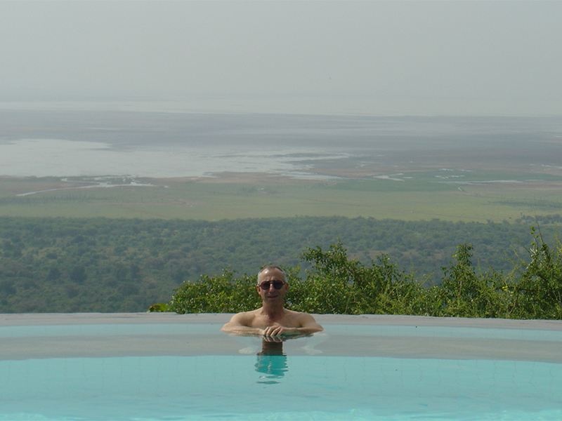 Well-deserved rest with Lake Manyara in the background