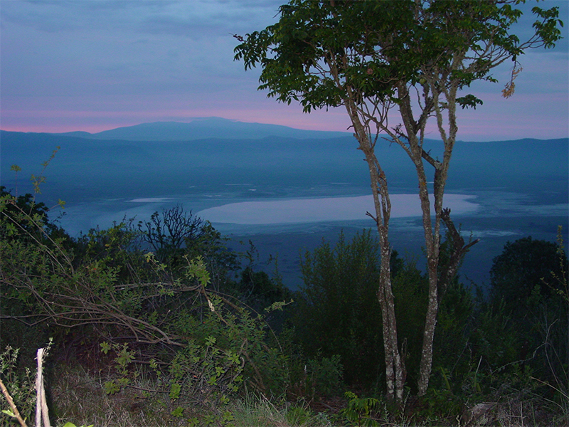 Sunset view of the Ngovongoro Crater, Tanzania Africa